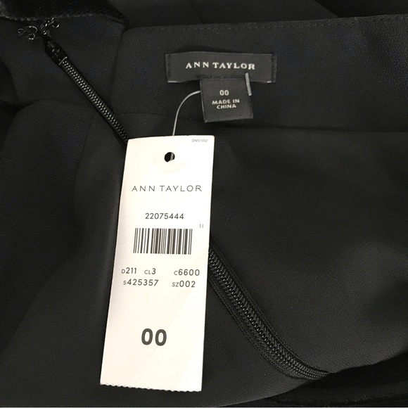 Ann Taylor Black Velvet Trim Halter Layered Top Size 00 NWT - Picture 10 of 12